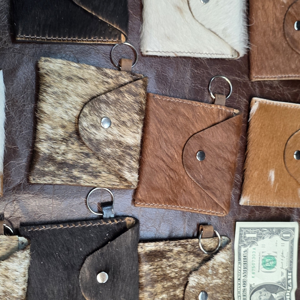 Handmade Cowhide Leather Coin Purse Keychain